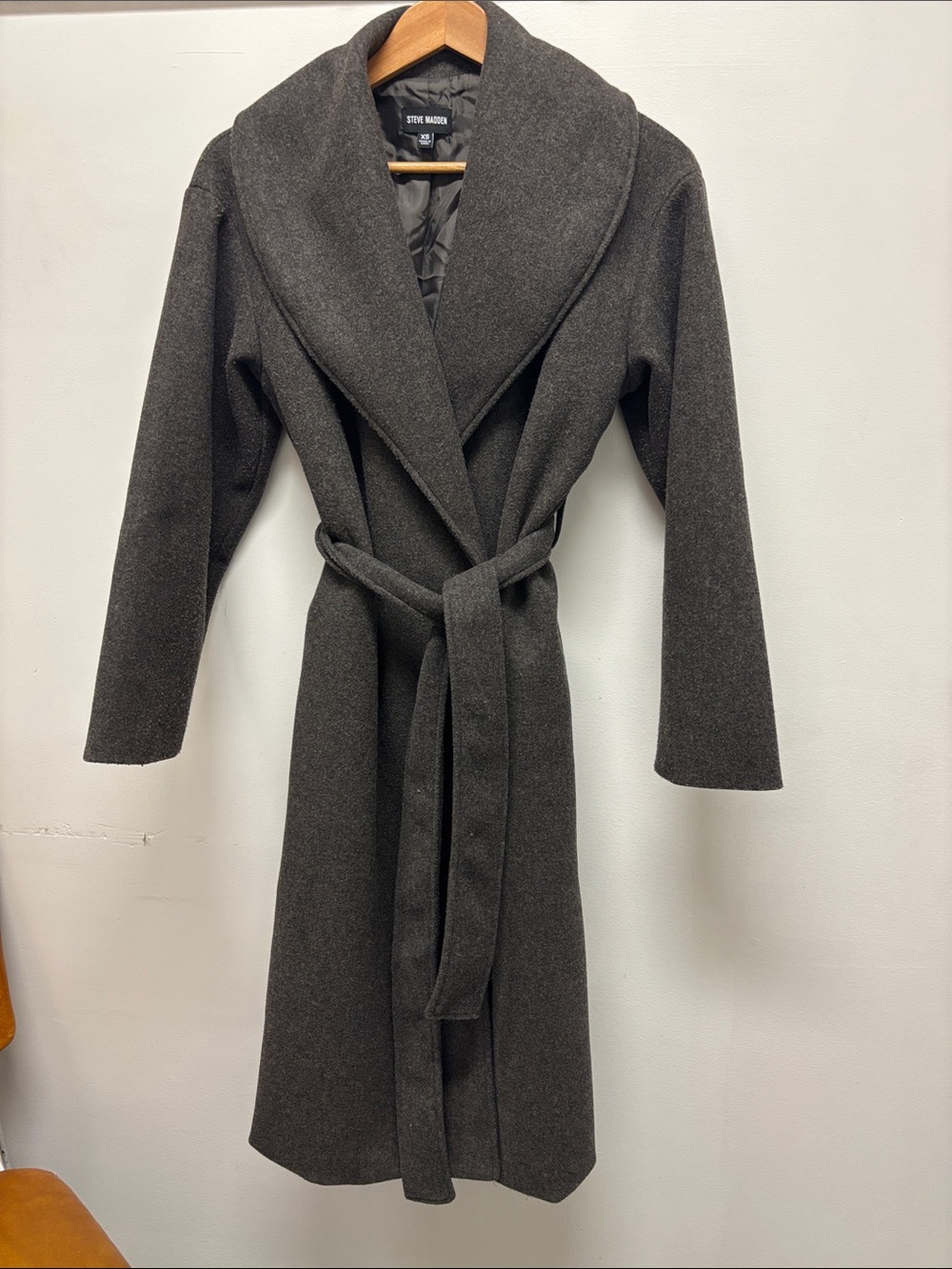 Steve Madden Charcoal Wrap Coat with Belt